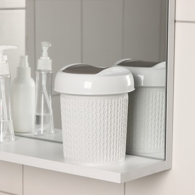 Контейнер для мусора настольный Idiland Velvet, 1 л, d=13 см, h=15.5 см, пластик, светло-серый