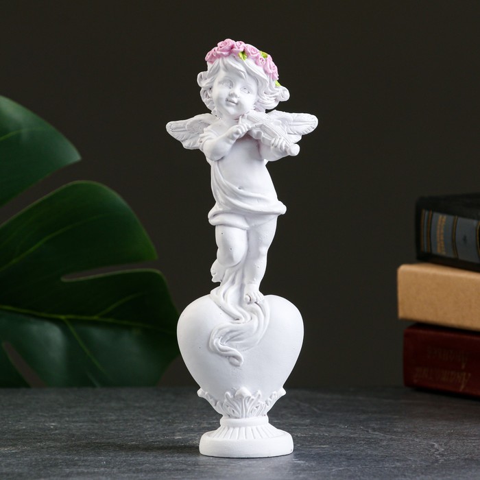 Фигура "Ангел со скрипкой на сердце", 17 см, белый - Фото 1