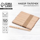 Палочки для мороженого деревянные «Пингвины», набор 50 шт, 11.4 х 1 см - Фото 1