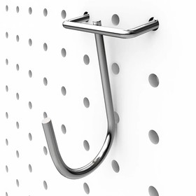 Крючок закругленный с зацепом на перфорированную ДСП панель, цвет хром (10 шт)