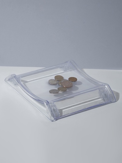 Монетница двухкомпонентная, с местом для рекламной вставки, 19.3×16.3×2.5 см, прозрачная