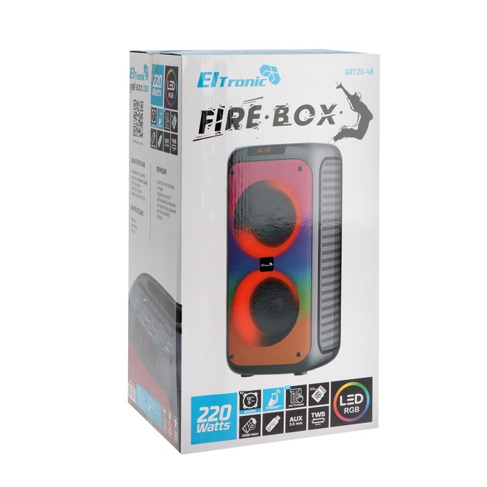 Портативная колонка Eltronic Fire Box 220, 22Вт, 4000мАч, FM, BT,microSD,AUX,TWS, подсветка - фото 51324654