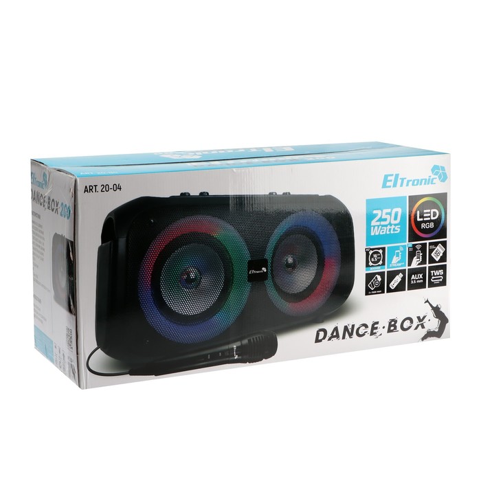 Портативная караоке система Eltronic Dance Box 200, 25Вт, BT, SD, AUX,TWS, пульт, подсветка - фото 51459095