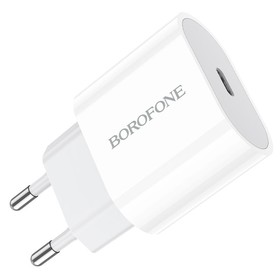 Сетевое зарядное устройство Borofone BA61A, Type-C, 2.1 А, кабель Type-C - Lightning, белый