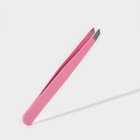 Пинцет скошенный, широкий, 9,5 см, цвет розовый - фото 10205603