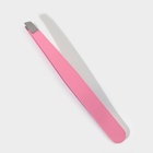 Пинцет скошенный, широкий, 9,5 см, цвет розовый - фото 9497328