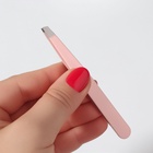 Пинцет скошенный, широкий, 9.5 см, розовый - Фото 6