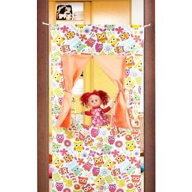 Ширма для кукольного театра "Совы с оранжевым компаньоном",текстиль, р-р 120*60 см