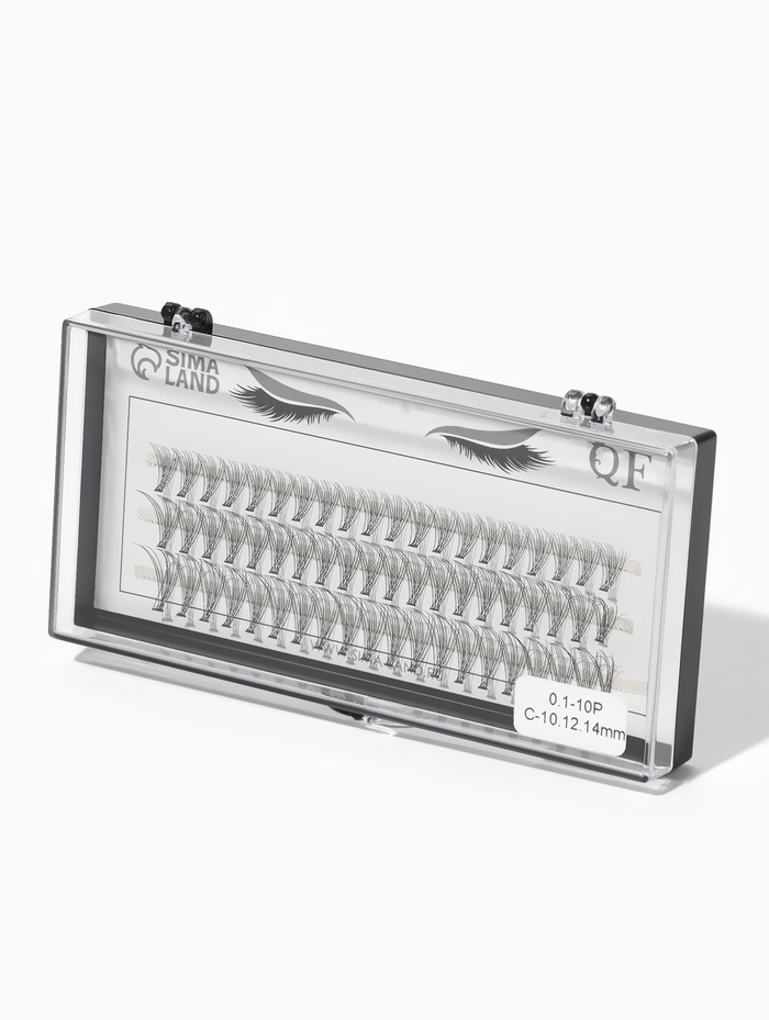 Набор накладных ресниц «Классика», пучки, 10, 12, 14 мм, толщина 0.1 мм, изгиб C, 10 D - Фото 1