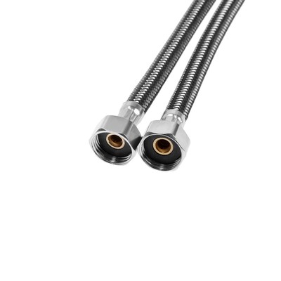 Подводка гибкая для смесителя ZEIN, фибро-нейлон, 1/2", М10, 50 см, набор 2 шт., черная