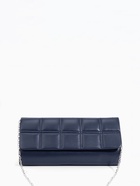 Сумка-клатч женская на магните, с серебристой цепочкой, однотонная, со стёжкой, синяя - Фото 11