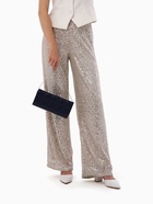 Сумка-клатч женская на магните, с серебристой цепочкой, однотонная, со стёжкой, синяя - Фото 10