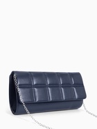 Сумка-клатч женская на магните, с серебристой цепочкой, однотонная, со стёжкой, синяя - Фото 6