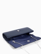 Сумка-клатч женская на магните, с серебристой цепочкой, однотонная, со стёжкой, синяя - Фото 3