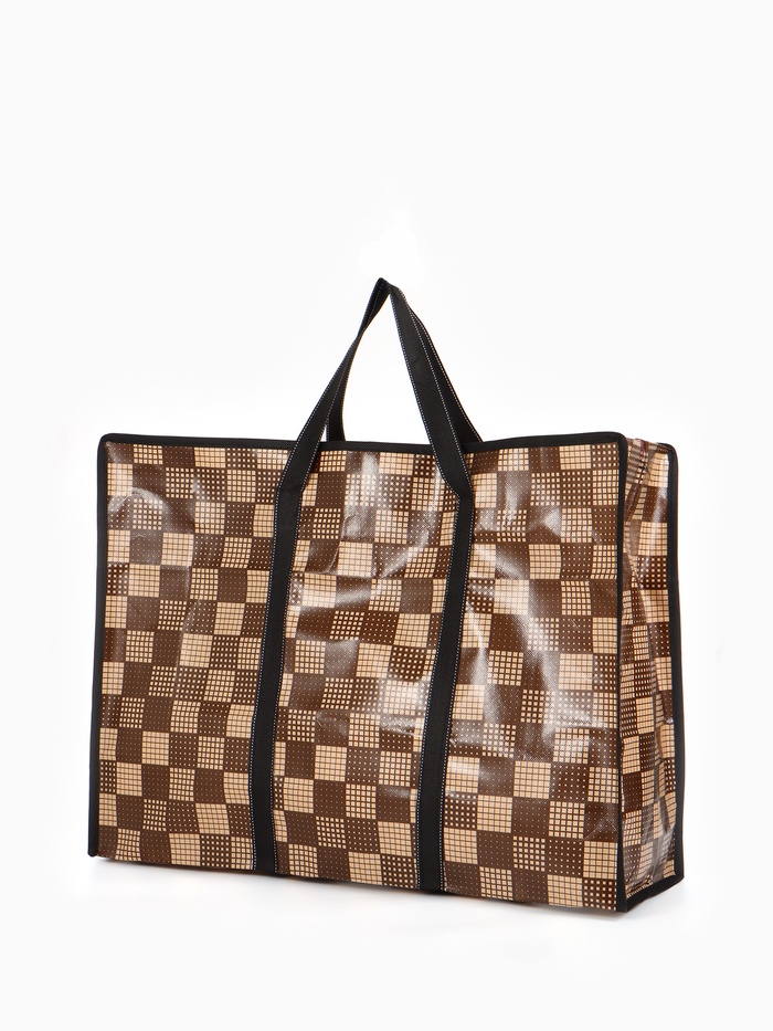 Сумка хозяйственная на молнии, 54 л, 60×20×45 см, коричневая/бежевая - Фото 1