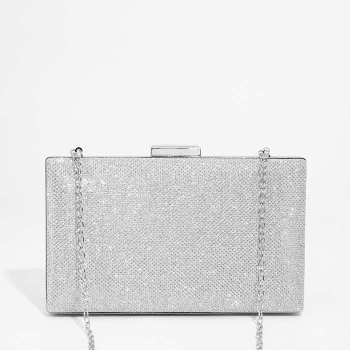 Сумка-клатч на фермуаре, цвет серебряный - Фото 1