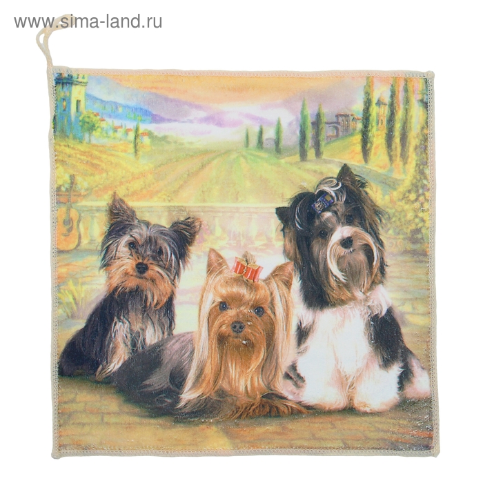 Полотенце микрофибра "Collorista" Терьеры, 30х30 см, 170гр/м2 - Фото 1