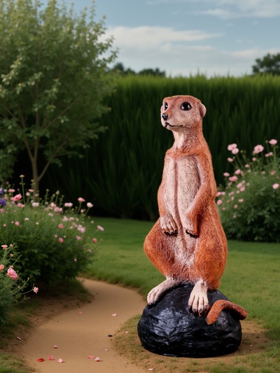 Садовая фигура из полистоуна «Большой сурикат на камне», 60×24×22 см