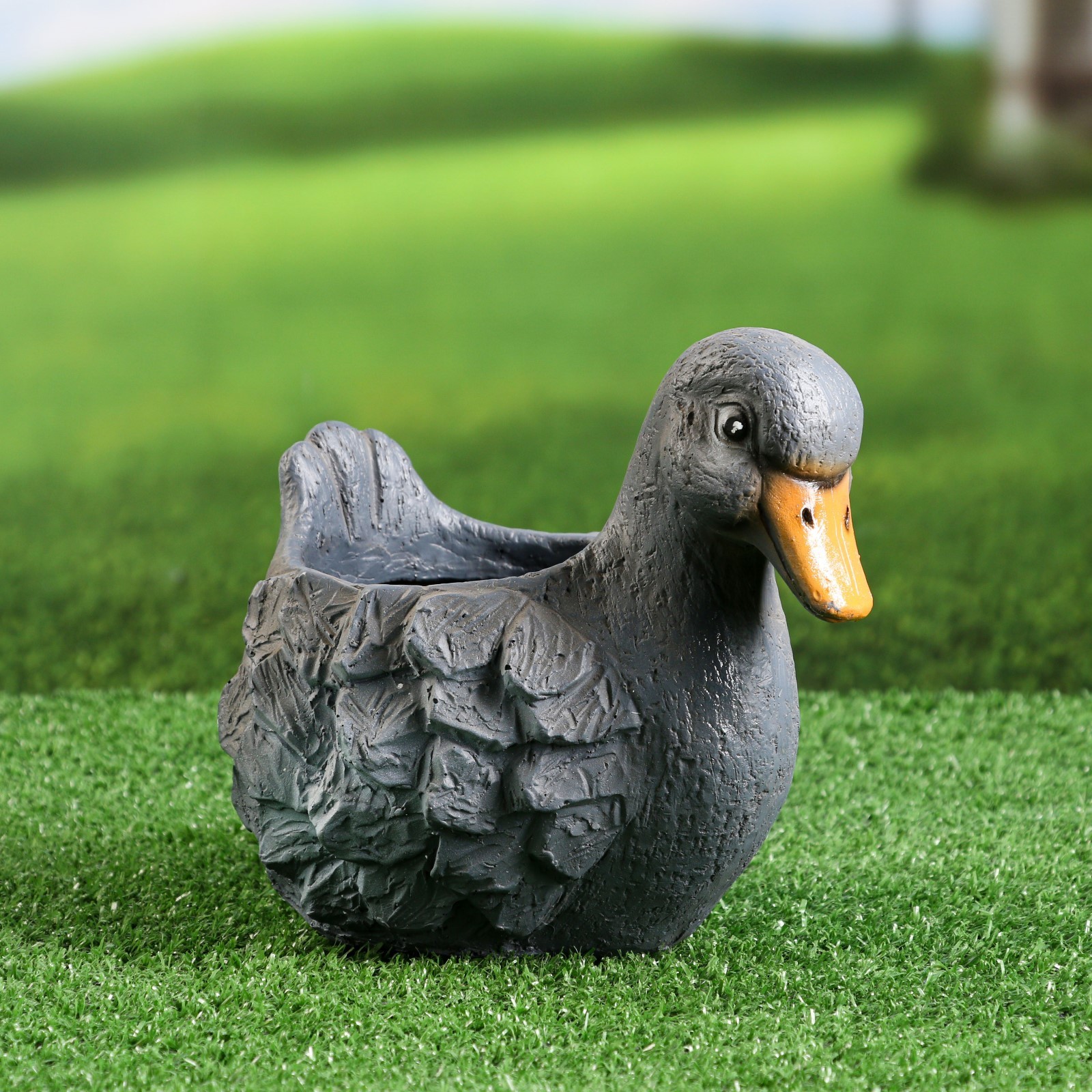 Duck 18. Кашпо серое. Фигурное кашпо "утка", 1 л.