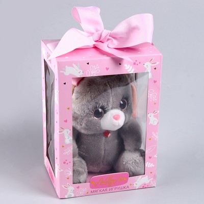 УЦЕНКА Мягкая игрушка «Зайка Ла-Пу-Ля с повязкой бант», серая, 20 см