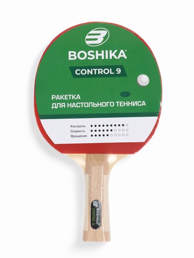 Ракетка для настольного тенниса BOSHIKA Control 9, для начинающих, губка 1,8 мм, коническая ручка