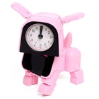 Робот-часы «Щенок», трансформируется в будильник, работает от батареек, цвет розовый - фото 6791836