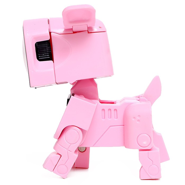 Робот-часы «Щенок», трансформируется в будильник, работает от батареек, цвет розовый - фото 1907615102