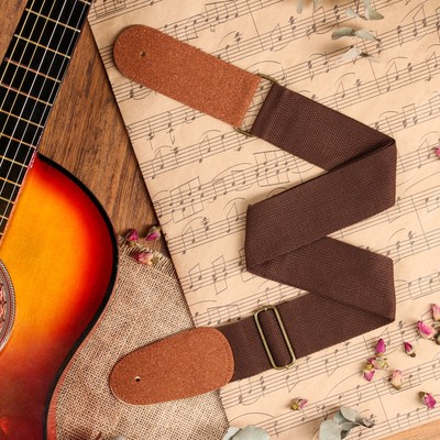 Ремень для гитары, 60-117×5 см, коричневый