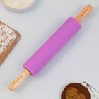 Скалка «Волшебная палочка», 31 х 4 см, силикон, дерево, цвет фиолетовый - фото 24470106