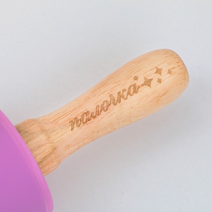Скалка «Волшебная палочка», 31 х 4 см, силикон, дерево, цвет фиолетовый - фото 1907615161