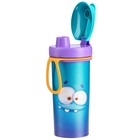 Бутылочка детская с декором и петлей, 400мл, цвет голубой - Фото 3