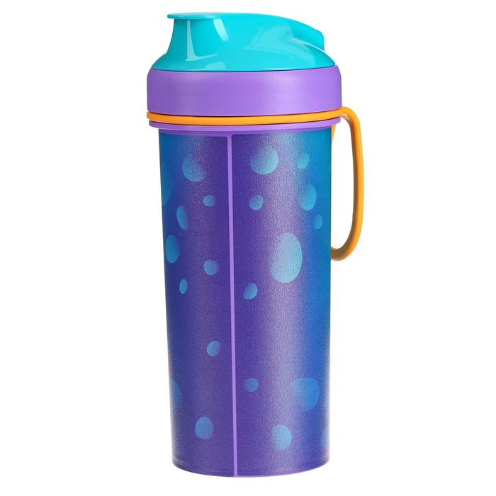 Бутылочка детская с декором и петлей, 400мл, цвет голубой - Фото 1