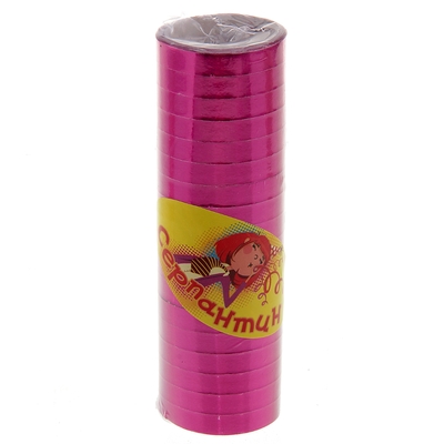 Серпантин, набор 18 катушек, блестящий, розовый