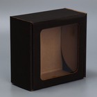 Коробка подарочная сборная с окном, упаковка, «Черный», 16×8×16 см 9381892