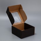 Коробка подарочная сборная с окном, упаковка, «Черный», 16×8×16 см 9381892