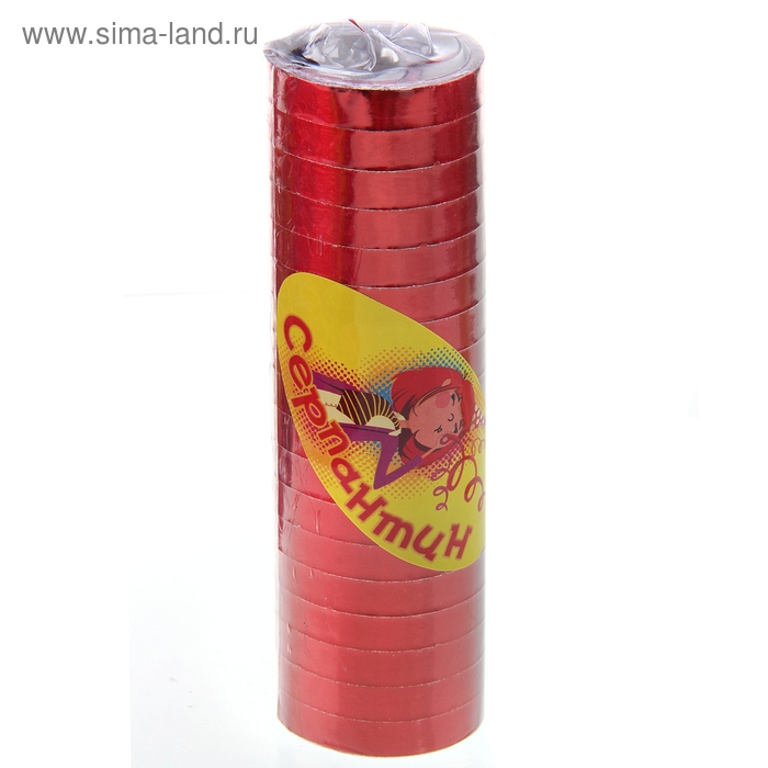 Серпантин, набор 18 катушек, блестящий, красный - Фото 1