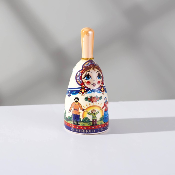 

Колокольчик с ручкой "Матрешка" 8 см, малая, керамика,