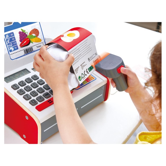 Игровой набор «Деревянная касса», набор наклеек, калькулятор, свет и звук 59974