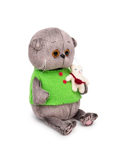 Мягкая игрушка «Кот Басик BABY», в жилете с игрушкой, 20 см