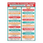 Плакат "Обуучайка по Русскому языку. Употребление НЕ и НИ" 50,5х69,7 см 9473459 - фото 10209116