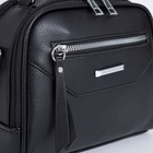 Сумка-саквояж на молнии, 2 наружных кармана, длинный ремень, цвет чёрный - фото 42136029