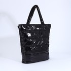 Сумка-тоут на молнии, наружный карман, длинный ремень, цвет чёрный - фото 21985365