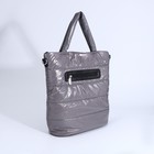 Сумка-тоут на молнии, наружный карман, длинный ремень, цвет серый - фото 21985380