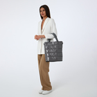 Сумка-тоут на молнии, наружный карман, длинный ремень, цвет серый - фото 25478789