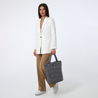 Сумка-тоут на молнии, наружный карман, длинный ремень, цвет серый - фото 25478790