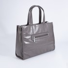 Сумка-тоут на молнии, наружный карман, длинный ремень, цвет серый - фото 21985396