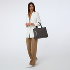 Сумка-тоут на молнии, наружный карман, длинный ремень, цвет серый - фото 25478791