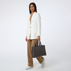 Сумка-тоут на молнии, наружный карман, длинный ремень, цвет серый - фото 25478792