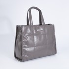 Сумка-тоут на молнии, наружный карман, длинный ремень, цвет серый - фото 21985397