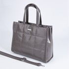 Сумка-тоут на молнии, наружный карман, длинный ремень, цвет серый - фото 21985400